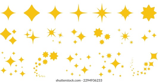 Sparkles symbols vector. Bright firework, decoration twinkle, shiny flash. Glowing light effect stars and bursts collection. Stars sparkle icon vector