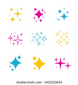 Sparkles symbols vector. The set of original vector stars sparkle icon. Bright firework, decoration twinkle, shiny flash. Glowing light effect stars and bursts collection.