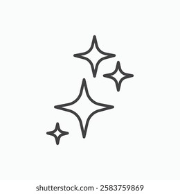 Sparkles vector icon isolated in black line