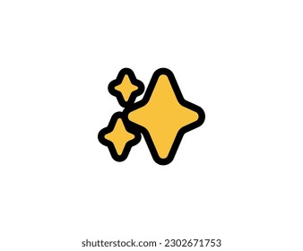 Sparkles vector icon on a white background. Shiny glitter, sparkles emoji illustration. Isolated sparkles, glitter vector emoticon