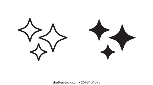 Sparkles vector icon set in black color.