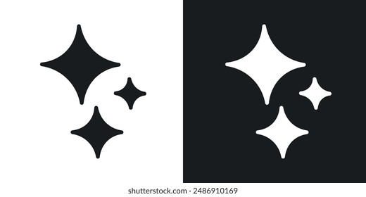 Sparkles vector icon set in solid black and white color