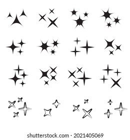 Sparkles white line collection. Sparks vector icons set