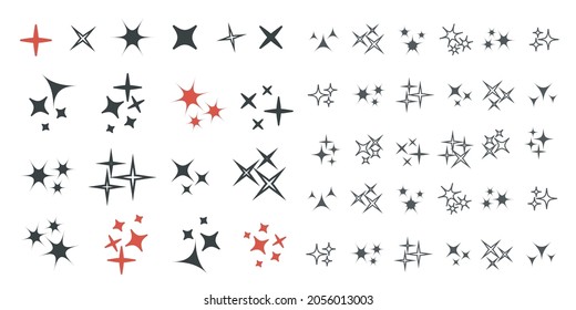 Sparkles white line collection. Sparks vector icons set