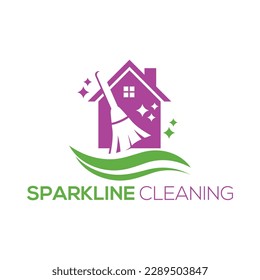 Sparkline home Cleaning vector logo