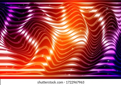 Sparkling abstract background, curved lines, volume folds on a shiny surface