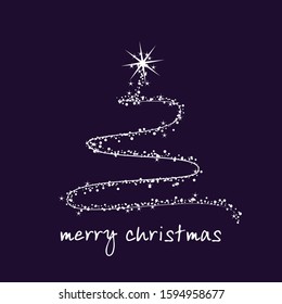 Sparkling abstract Christmas tree with the bright star