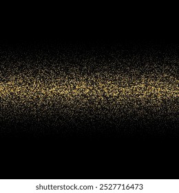 Sparkling abstract gold glitter background, metal christmas confetti falling. light shining Flying glitter dots particles, sparkle vector border backdrop.