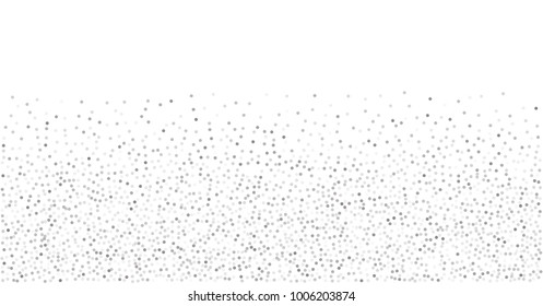 Sparkling Abstract Silver Glitter Background, Metal Christmas Confetti Falling. Light Magic Shining Flying Glitter Dots Particles, Sparkle Vector Border Backdrop. Shimmer Shiny Halftone