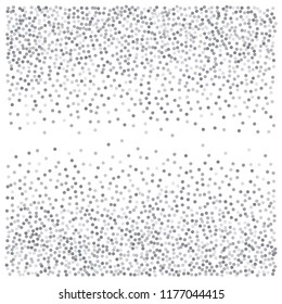 sparkling abstract silver glitter background, metal christmas confetti falling. light magic shining Flying glitter dots particles, sparkle vector border backdrop. shimmer shiny halftone