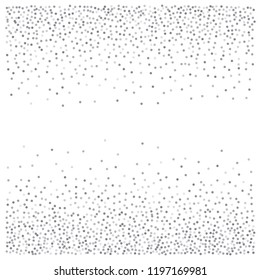 sparkling abstract silver glitter background, metal christmas confetti falling. light shining Flying glitter dots particles, sparkle vector border backdrop. shimmer shiny halftone