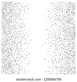 sparkling abstract silver glitter background, metal christmas confetti falling. light shining Flying glitter dots particles, sparkle vector border backdrop. shimmer shiny halftone