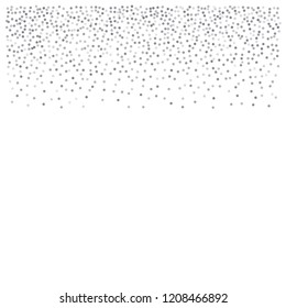 sparkling abstract silver glitter background, metal christmas confetti falling. light shining Flying glitter dots particles, sparkle vector border backdrop. shimmer shiny halftone