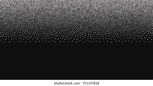 sparkling abstract silver glitter background, metal christmas confetti falling. light magic shining Flying glitter dots particles, sparkle vector border backdrop. 