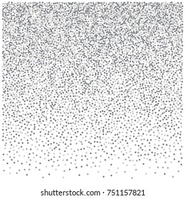 sparkling abstract silver glitter background, metal christmas confetti falling. light magic shining Flying glitter dots particles, sparkle vector border backdrop. 