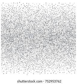 sparkling abstract silver glitter background, metal christmas confetti falling. light magic shining Flying glitter dots particles, sparkle vector border backdrop. 