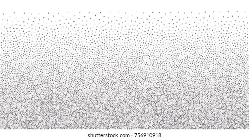 sparkling abstract silver glitter background, metal christmas confetti falling. light magic shining Flying glitter dots particles, sparkle vector border backdrop. 