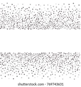 sparkling abstract silver glitter background, metal christmas confetti falling. light magic shining Flying glitter dots particles, sparkle vector border backdrop. 