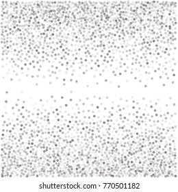 sparkling abstract silver glitter background, metal christmas confetti falling. light magic shining Flying glitter dots particles, sparkle vector border backdrop. 