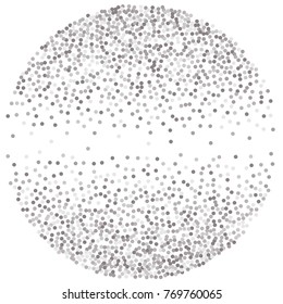 sparkling abstract silver glitter round frame background, metal christmas confetti falling. light magic shining Flying glitter dots particles, sparkle vector border backdrop. 