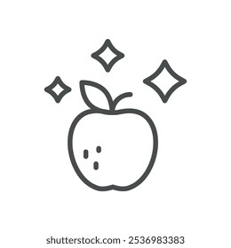 Sparkling Apple Icon. Simple Line Illustration of a Shiny Apple, Representing Fresh and Organic Fruit with High Quality Standards.