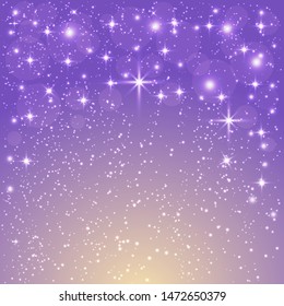 Sparkling background with bokeh and stars . Vector illustration