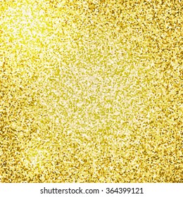 Sparkling background with golden glitters. Vector illustration. Shiny and luminous texture with gold glitters and flares.