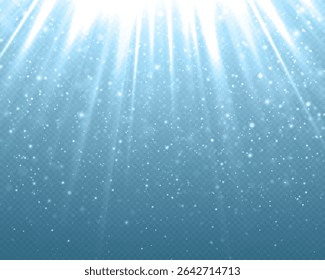 Sparkling background with radiant sun flares, glowing particles and magical glitter effects. Magic rays from an exploding star create a luminous, celestial atmosphere.