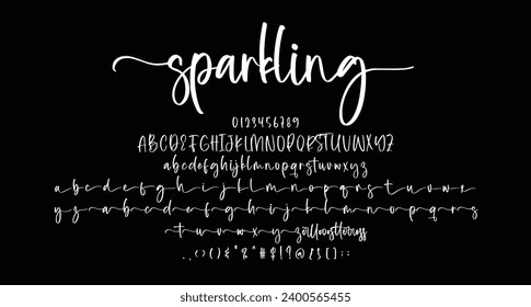 Sparkling beauty script handwritten font Best Alphabet Alphabet Brush Script Logotype Font lettering handwritten