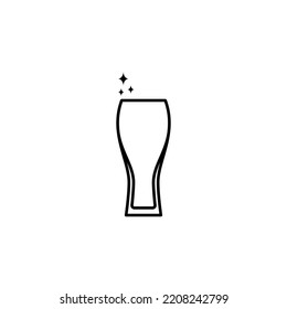 sparkling beer glass or wiezenbier glass icon on white background. simple, line, silhouette and clean style. black and white. suitable for symbol, sign, icon or logo