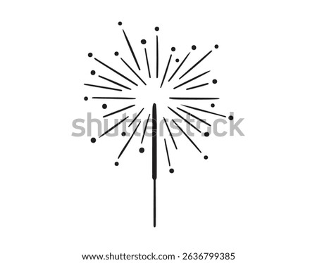 sparkling bengal fire icon doodle hand drawn. Outline drawing sparkling bengal fire line clipart symbol. Vector illustration