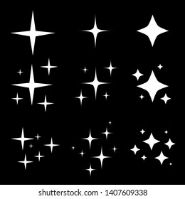 Sparkling black and white symbol vector A set of original sparkling starter icons, a shiny shine, light effect stars,shiny flash,decoration twinkle,Glowing light effect  and bursts collection Vector
