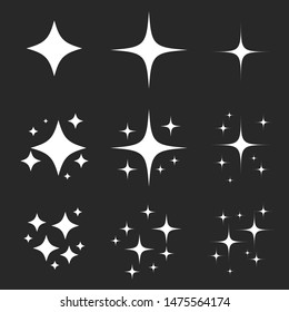 Sparkling black and white symbol vector A set of original sparkling starter icons, a shiny shine, light effect stars,shiny flash,decoration twinkle,Glowing light effect  and bursts collection Vector