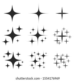 Sparkling black and white symbol vector A set of original sparkling starter icons, a shiny shine, light effect stars,shiny flash,decoration twinkle,Glowing light effect  and bursts collection Vector