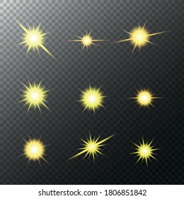 Sparkling black and white symbol vector A set of original sparkling starter icons, a shiny shine, light effect stars,shiny flash,decoration twinkle,Glowing light effect  and bursts collection Vector.