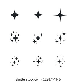 Sparkling black and white symbol vector A set of original sparkling starter icons, a shiny shine, light effect stars,shiny flash,decoration twinkle,Glowing light effect and bursts collection Vector