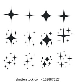 Sparkling black and white symbol vector A set of original sparkling starter icons, a shiny shine, light effect stars,shiny flash,decoration twinkle,Glowing light effect and bursts collection Vector