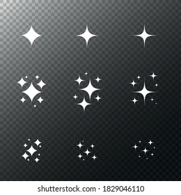Sparkling black and white symbol vector A set of original sparkling starter icons, a shiny shine, light effect stars,shiny flash,decoration twinkle,Glowing light effect and bursts collection Vector