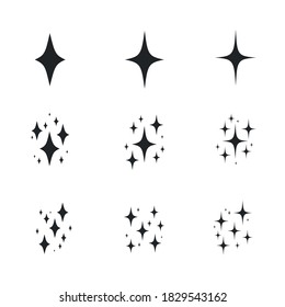 Sparkling black and white symbol vector A set of original sparkling starter icons, a shiny shine, light effect stars,shiny flash,decoration twinkle,Glowing light effect and bursts collection Vector