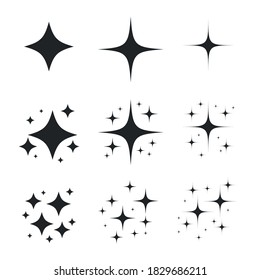 Sparkling black and white symbol vector A set of original sparkling starter icons, a shiny shine, light effect stars,shiny flash,decoration twinkle,Glowing light effect and bursts collection Vector