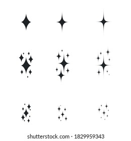 Sparkling black and white symbol vector A set of original sparkling starter icons, a shiny shine, light effect stars,shiny flash,decoration twinkle,Glowing light effect and bursts collection Vector