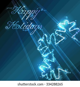Sparkling blue background with a stylized snowflake (eps10); jpg version also available