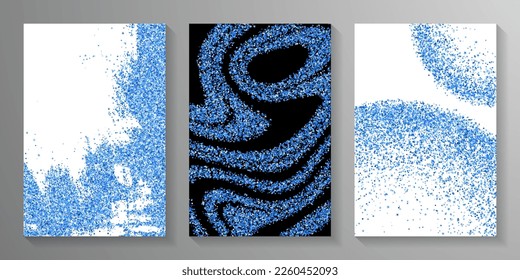 Sparkling blue confetti dot scatter texture. Triangle square circle star particles noise. Party materials. Blink crumb elements dust confetti. Holiday decoration sequins splatter