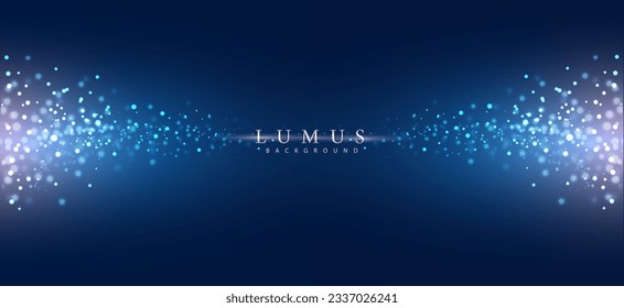 Sparkling blue cover. Elegant banner with stars, glows of light and sparkles. Bright luxury background, Christmas, glowing and fantastic effect. 