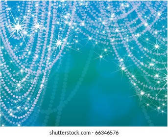 Sparkling blue garlands. Vector background.