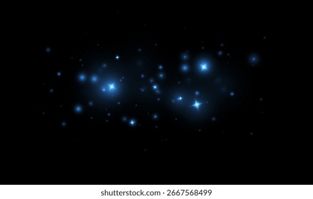 Un fondo azul brillante. Partículas brillantes con brillo azul, brillo, polvo mágico, gráficos futuristas de neón, textura tecnológica, superposición festiva de lujo, efecto abstracto transparente.