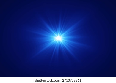 Una estrella azul brillante y un destello de rayos y luz.