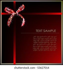 sparkling bow on a greeting paper