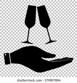 Sparkling champagne glasses. Flat style icon vector illustration.
