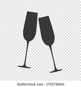 Sparkling Champagne Glasses  Icon On Transparent Background. Vector Illustration EPS10